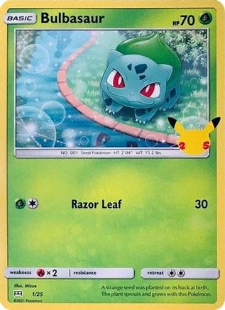 'Pokemon - 'Bulbasaur 001/25  - Holofoil McDonalds 25th Anniversary Promos - Promo