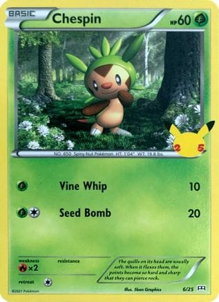 'Pokemon - 'Chespin 006/25  McDonalds 25th Anniversary Promos - Promo