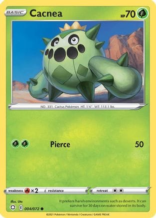 'Pokemon - 'Cacnea 004/072  - Reverse Holofoil Shining Fates - Common