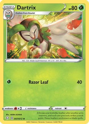 'Pokemon - 'Dartrix 007/072  Shining Fates - Uncommon