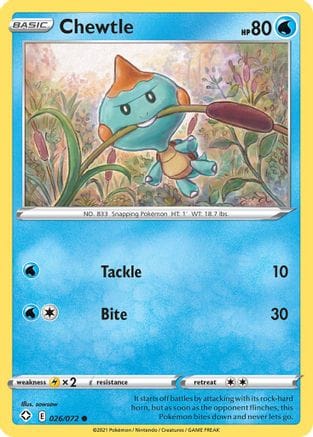 'Pokemon - 'Chewtle 026/072  - Reverse Holofoil Shining Fates - Common