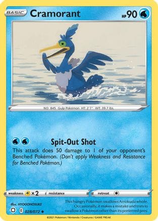 'Pokemon - 'Cramorant 028/072  - Reverse Holofoil Shining Fates - Uncommon
