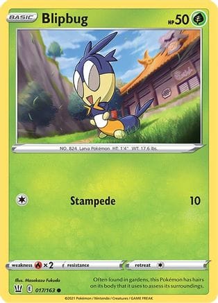 'Pokemon - 'Blipbug 017/163  - Reverse Holofoil SWSH05 Battle Styles - Common