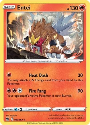 'Pokemon - 'Entei 020/163  - Holofoil SWSH05 Battle Styles - Holo Rare