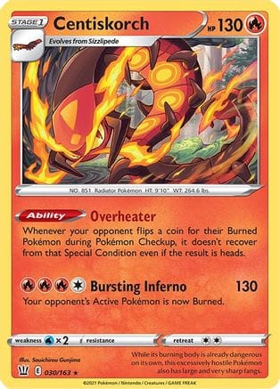 'Pokemon - 'Centiskorch 030/163  SWSH05 Battle Styles - Rare