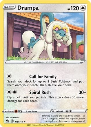 'Pokemon - 'Drampa 119/163  - Reverse Holofoil SWSH05 Battle Styles - Rare