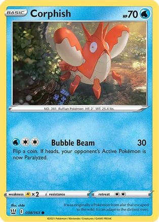 'Pokemon - 'Corphish 038/163  - Reverse Holofoil SWSH05 Battle Styles - Common