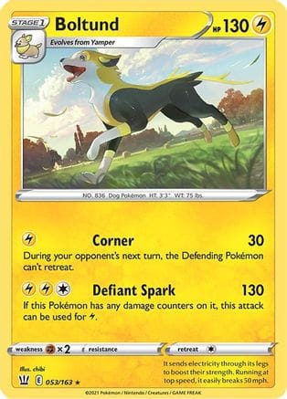 'Pokemon - 'Boltund 053/163  - Reverse Holofoil SWSH05 Battle Styles - Rare