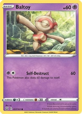 'Pokemon - 'Baltoy 057/163  - Reverse Holofoil SWSH05 Battle Styles - Common