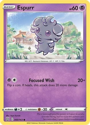 'Pokemon - 'Espurr 060/163  SWSH05 Battle Styles - Common
