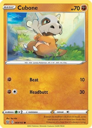 'Pokemon - 'Cubone 069/163  SWSH05 Battle Styles - Common