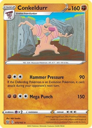 'Pokemon - 'Conkeldurr 075/163  - Reverse Holofoil SWSH05 Battle Styles - Rare