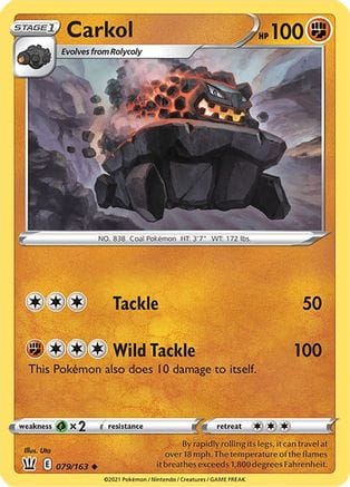 'Pokemon - 'Carkol 079/163  - Reverse Holofoil SWSH05 Battle Styles - Uncommon