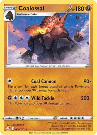 'Pokemon - 'Coalossal 080/163  - Holofoil SWSH05 Battle Styles - Holo Rare