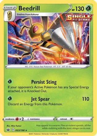 'Pokemon - 'Beedrill 003/198  - Holofoil SWSH06 Chilling Reign - Holo Rare
