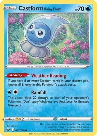 'Pokemon - 'Castform Rainy Form 033/198  SWSH06 Chilling Reign - Common
