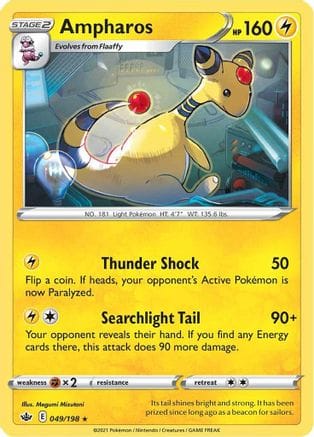 'Pokemon - 'Ampharos 049/198  - Reverse Holofoil SWSH06 Chilling Reign - Rare