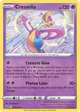 'Pokemon - 'Cresselia 064/198  - Reverse Holofoil SWSH06 Chilling Reign - Holo Rare