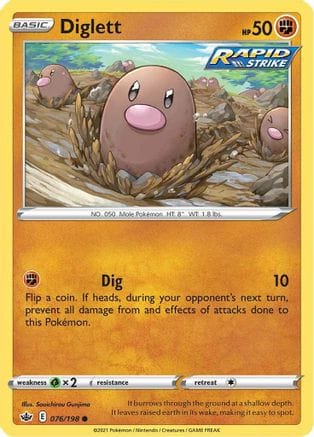 'Pokemon - 'Diglett 076/198  - Reverse Holofoil SWSH06 Chilling Reign - Common