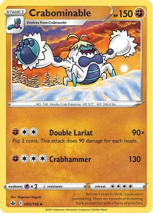 'Pokemon - 'Crabominable 085/198  - Reverse Holofoil SWSH06 Chilling Reign - Uncommon