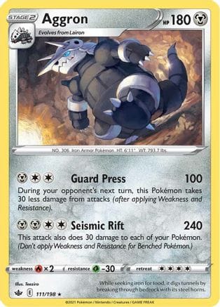 'Pokemon - 'Aggron 111/198  - Reverse Holofoil SWSH06 Chilling Reign - Rare