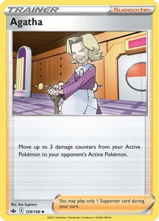 'Pokemon - 'Agatha 129/198  - Reverse Holofoil SWSH06 Chilling Reign - Uncommon