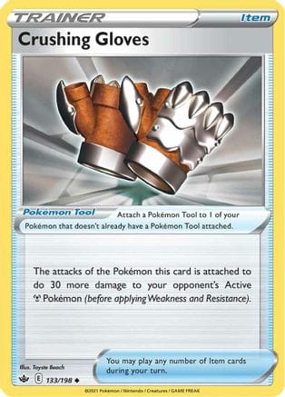 'Pokemon - 'Crushing Gloves 133/198  - Reverse Holofoil SWSH06 Chilling Reign - Uncommon