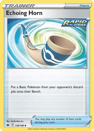 'Pokemon - 'Echoing Horn 136/198  - Reverse Holofoil SWSH06 Chilling Reign - Uncommon