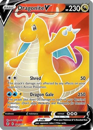 'Pokemon - 'Dragonite V (Full Art) 191/203  - Holofoil SWSH07 Evolving Skies - Ultra Rare