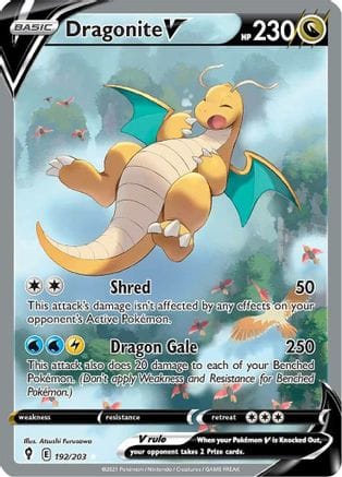 'Pokemon - 'Dragonite V (Alternate Full Art) 192/203  - Holofoil SWSH07 Evolving Skies - Ultra Rare