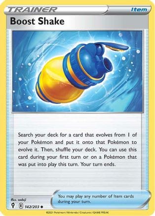 'Pokemon - 'Boost Shake 142/203  - Reverse Holofoil SWSH07 Evolving Skies - Uncommon