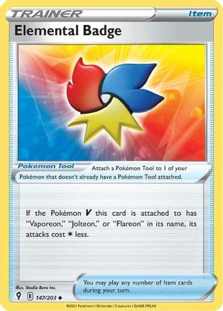 'Pokemon - 'Elemental Badge 147/203  SWSH07 Evolving Skies - Uncommon