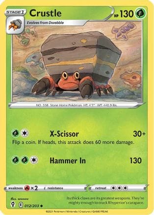 'Pokemon - 'Crustle 012/203  SWSH07 Evolving Skies - Uncommon