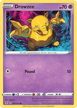 'Pokemon - 'Drowzee 061/203  SWSH07 Evolving Skies - Common