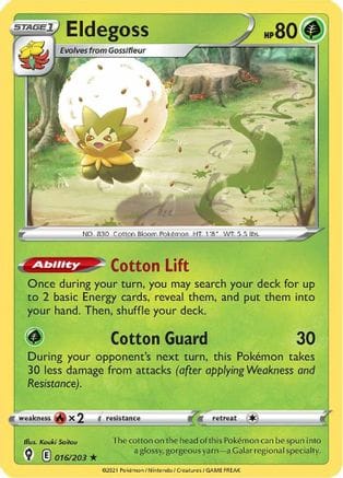 'Pokemon - 'Eldegoss 016/203  - Reverse Holofoil SWSH07 Evolving Skies - Holo Rare
