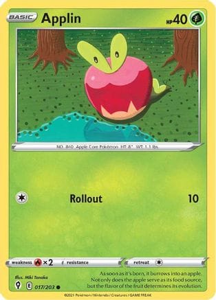 'Pokemon - 'Applin 017/203  SWSH07 Evolving Skies - Common