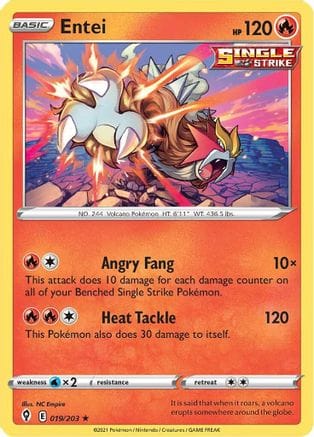 'Pokemon - 'Entei 019/203  - Reverse Holofoil SWSH07 Evolving Skies - Holo Rare