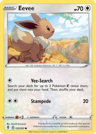 'Pokemon - 'Eevee 125/203  SWSH07 Evolving Skies - Common
