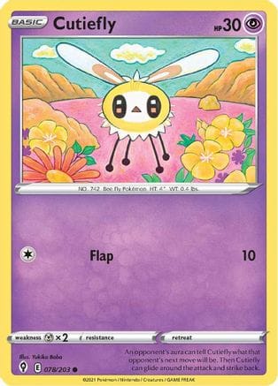 'Pokemon - 'Cutiefly 078/203  SWSH07 Evolving Skies - Common