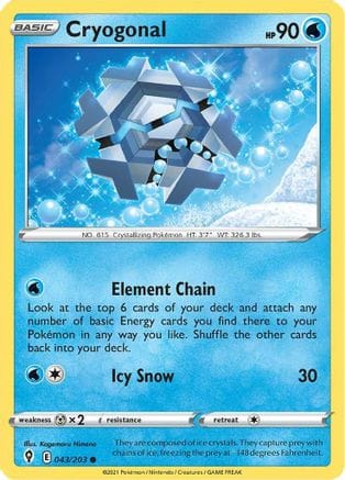 'Pokemon - 'Cryogonal 043/203  SWSH07 Evolving Skies - Common