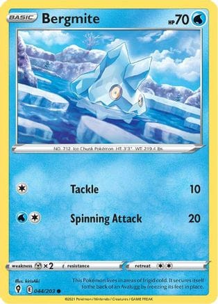 'Pokemon - 'Bergmite 044/203  SWSH07 Evolving Skies - Common