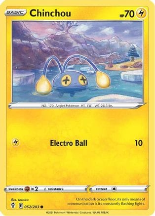 'Pokemon - 'Chinchou 052/203  SWSH07 Evolving Skies - Common