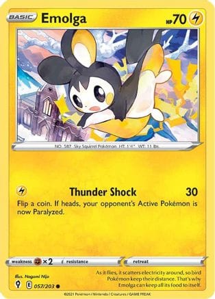 'Pokemon - 'Emolga 057/203  SWSH07 Evolving Skies - Common
