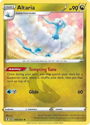 'Pokemon - 'Altaria 106/203  SWSH07 Evolving Skies - Rare