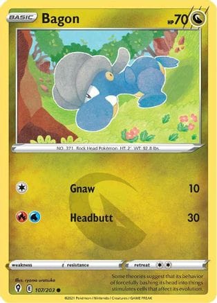 'Pokemon - 'Bagon 107/203  - Reverse Holofoil SWSH07 Evolving Skies - Common