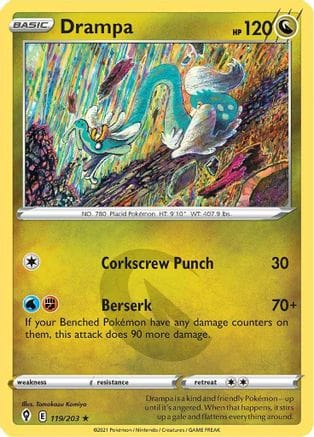 'Pokemon - 'Drampa 119/203  SWSH07 Evolving Skies - Rare