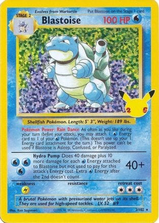 'Pokemon - 'Blastoise 002/102  - Holofoil Celebrations Classic Collection - Classic Collection