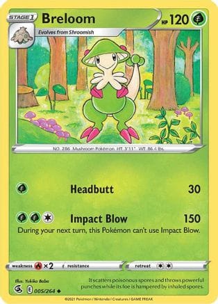 'Pokemon - 'Breloom 005/264  - Reverse Holofoil SWSH08 Fusion Strike - Uncommon