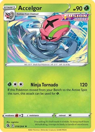 'Pokemon - 'Accelgor 014/264  - Reverse Holofoil SWSH08 Fusion Strike - Rare