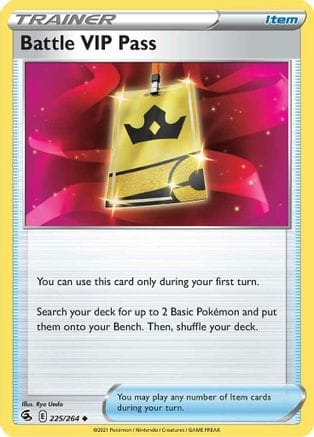 'Pokemon - 'Battle VIP Pass 225/264  - Reverse Holofoil SWSH08 Fusion Strike - Uncommon